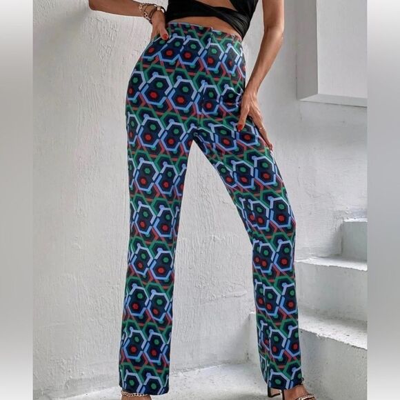 Zara geometric print flared pants - Picture 6 of 7